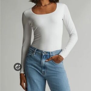 Everlane White Long Sleeve Bodysuit xs